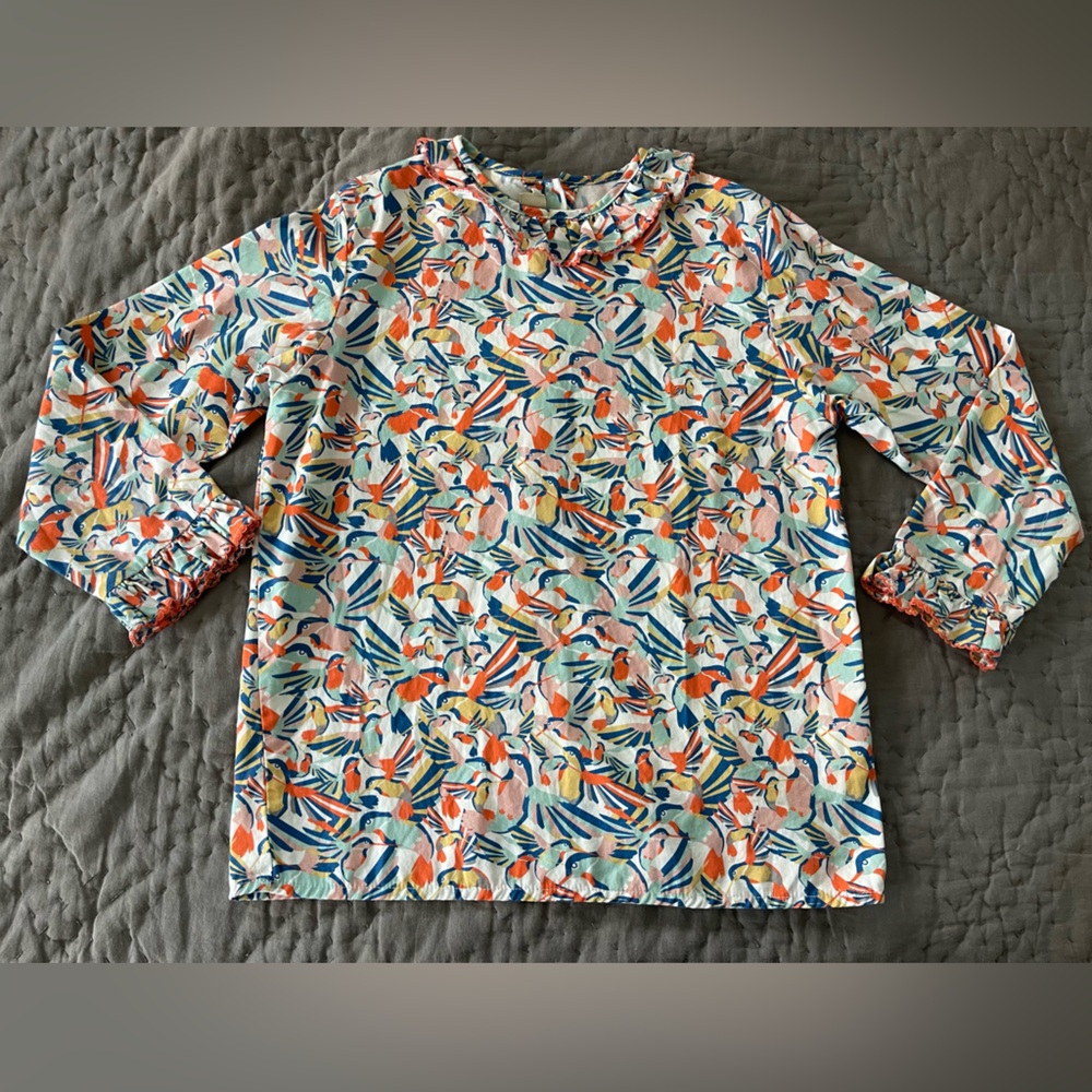 Coco au Lait Hummingbird Shirt Blouse Girls Sz 10 Years 100% Cotton Button Back